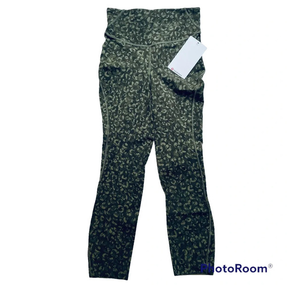 Lululemon Base Pace HR Crop 23" Leggings Intertwined Camo Olive Multi Size 4 NEW - Picture 2 of 9